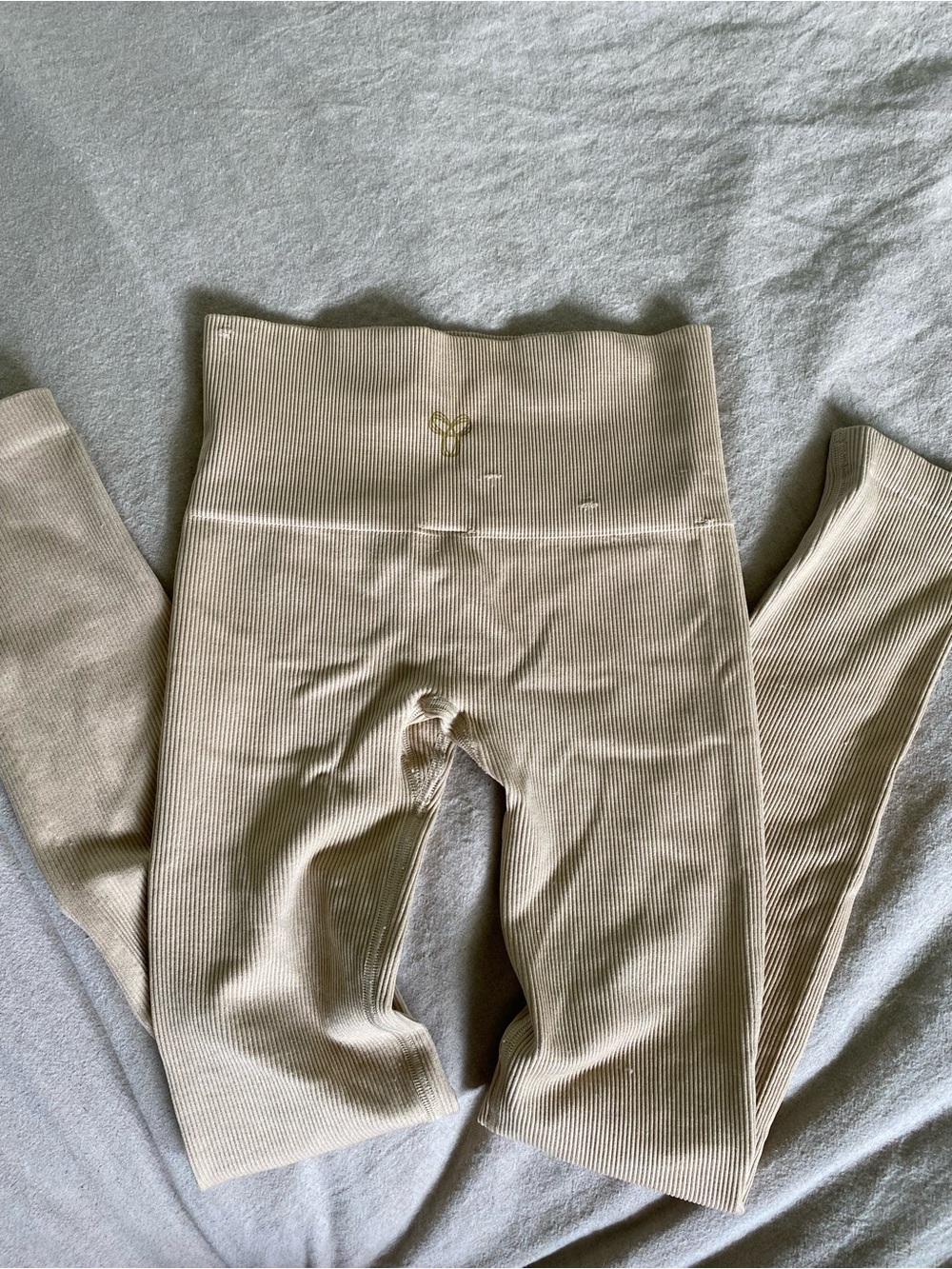 Seamless Ribbed nude High-Waist Leggings - Cream - Picture 4 of 4